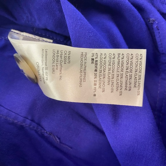 Maeve‎ Anthropologie Wide Leg Crop Pants Women's Size 28 Royal Blue Linen Blend - Picture 11 of 13